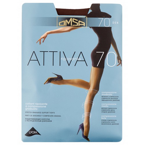 Колготки женские Omsa Attiva, 70 den, размер 2-S, lola (коричневый)
