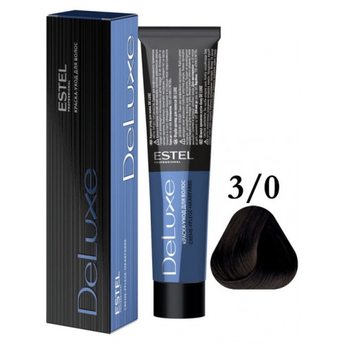 ESTEL PROFESSIONAL / Профессиональная краска-уход 3/0 DE LUXE для окрашивания волос темный шатен