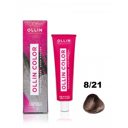 Ollin Professional / Крем-краска OLLIN COLOR для окрашивания волос 8/21 светло-русый фиолетово-пепельный, 100 мл