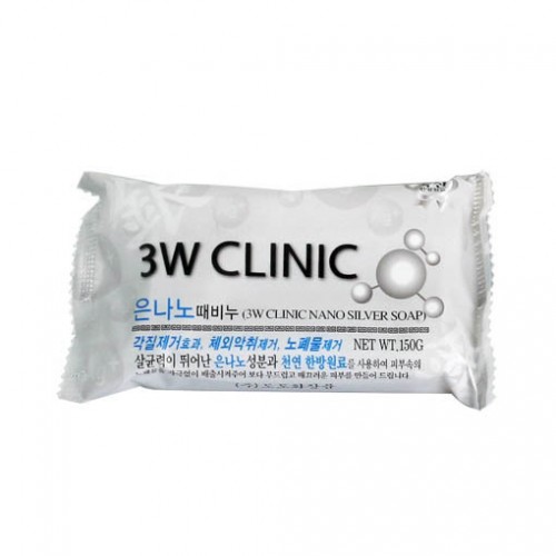 3W Clinic Мыло кусковое Серебро 150гр