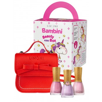 LIMONI Набор для девочек BAMBINI №21 (лак 10,11,12)+сумочка красная