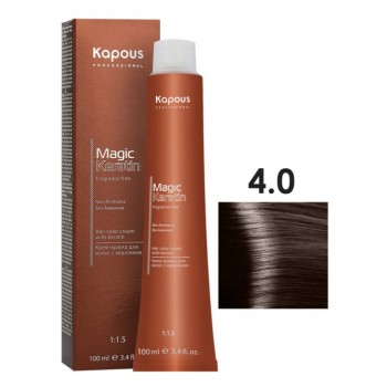 Kapous Professional / Крем-краска MAGIC KERATIN для окрашивания волос 4.0 коричневый, 100 мл
