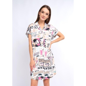 CLEVER Платье  женское LDR23-994/1 светло-бежевый/молочный 50 (XL)