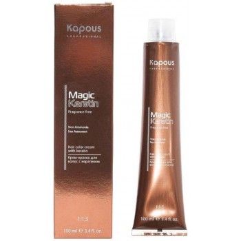 Kapous Professional Magic Keratin,Краска для волос , оттенок 4.4 Медно-коричневый, 100 мл