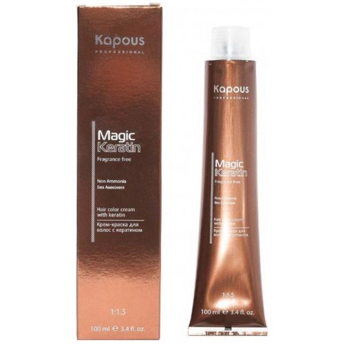 Kapous Professional Magic Keratin,Краска для волос , оттенок 4.4 Медно-коричневый, 100 мл