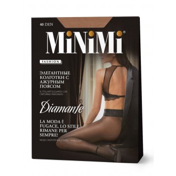 Minimi / Колготки женские MiNiMi DIAMANTE 40 den, с кружевным ажурным поясом, без силикон,2-S, avorio