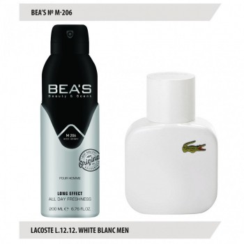 BEA'S M206 Парфюмированный дезодорант Lacoste L.12.12. White Blanc Men 200ml