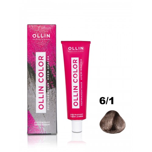 Ollin Professional / Крем-краска OLLIN COLOR для окрашивания волос 6/1 темно-русый пепельный, 100 мл