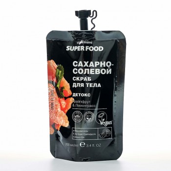 КАФЕ МИМИ SUPER FOOD Сахарно-солевой скраб для тела Детокс Грейпфрут&Лемонграсс 100мл