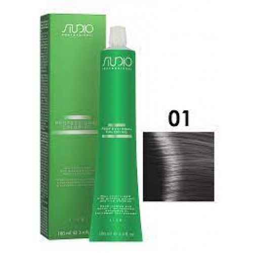 Kapous STUDIO 1.0 черный, крем-краска для волос с экстрактом женьшеня и рисовыми протеинами, 100 мл