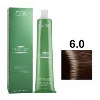 Kapous Professional STUDIO/ Крем-краска для волос с экстрактом женьшеня и рисовыми протеинами,оттенок 6.0 темный блонд, 100 мл
