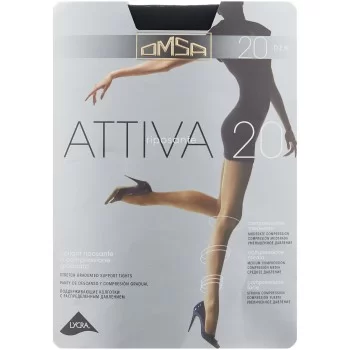 Колготки женские Omsa Attiva, 20 den, размер 3-M, nero (черный)