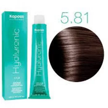 Краска для волос стойкая Kapous Hyaluronic Acid 5.81 Светлый коричневый шоколад пепельный с гиалуроновой кислотой