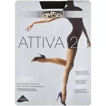 Колготки женские Omsa Attiva, 20 den, размер 5-XL, fumo (серый)